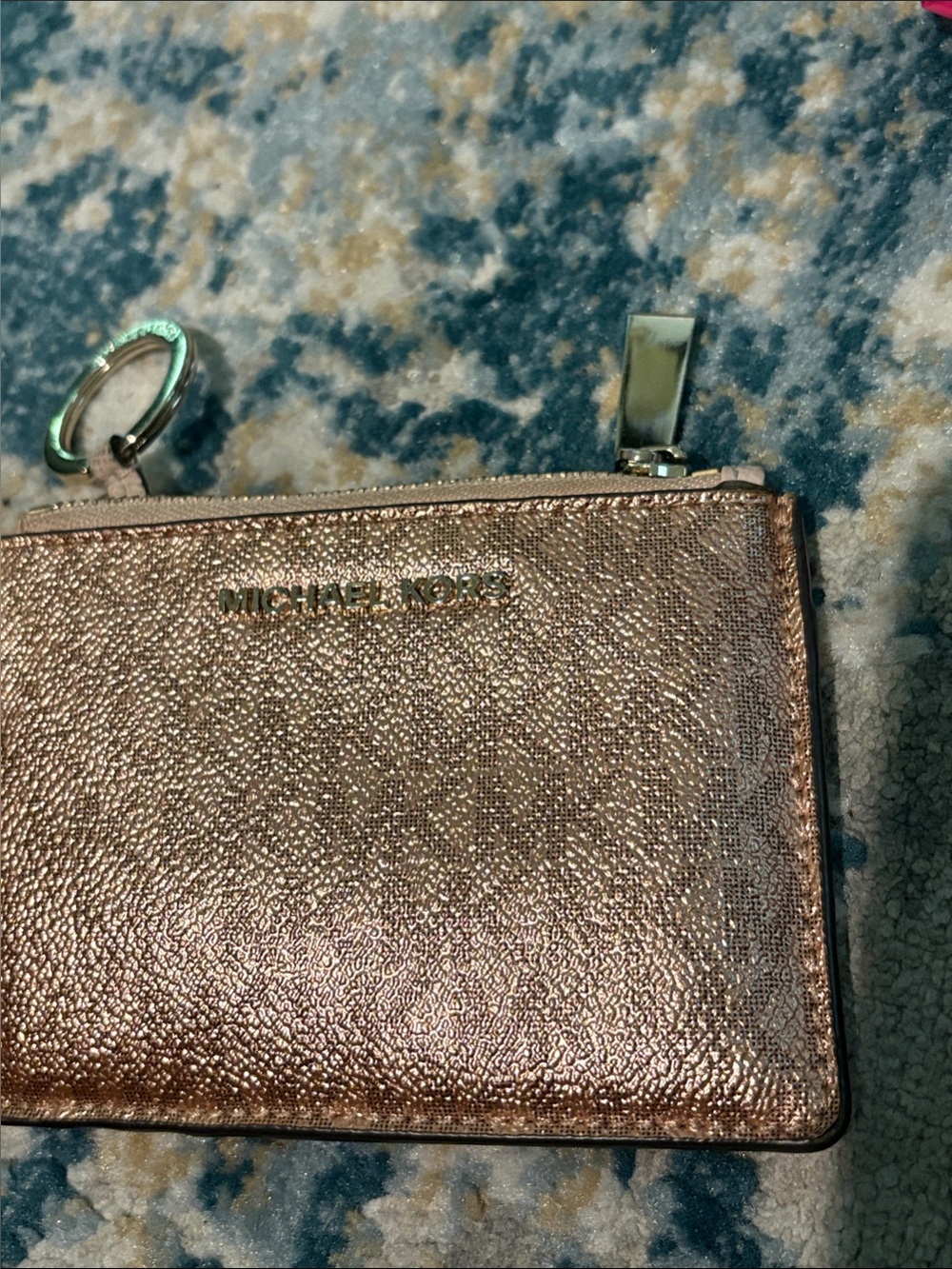 Michael Kors Bronze Metallic Zip Card Case/Key-holder GUC - Picture 3 of 6